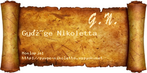 Gyüge Nikoletta névjegykártya